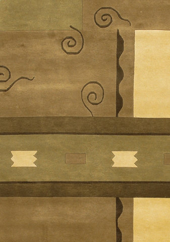 Aadi Abstract Hand-Knotted Wool Brown/Beige Area Rug, Rectangle 7'9" x 10'6"