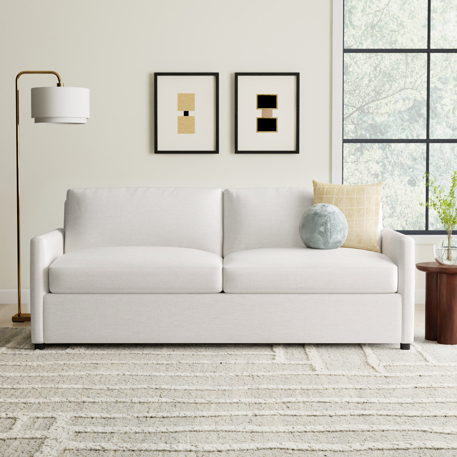 Damari 84'' Sleeper Sofa, Nomad Snow Crypton® Chenille