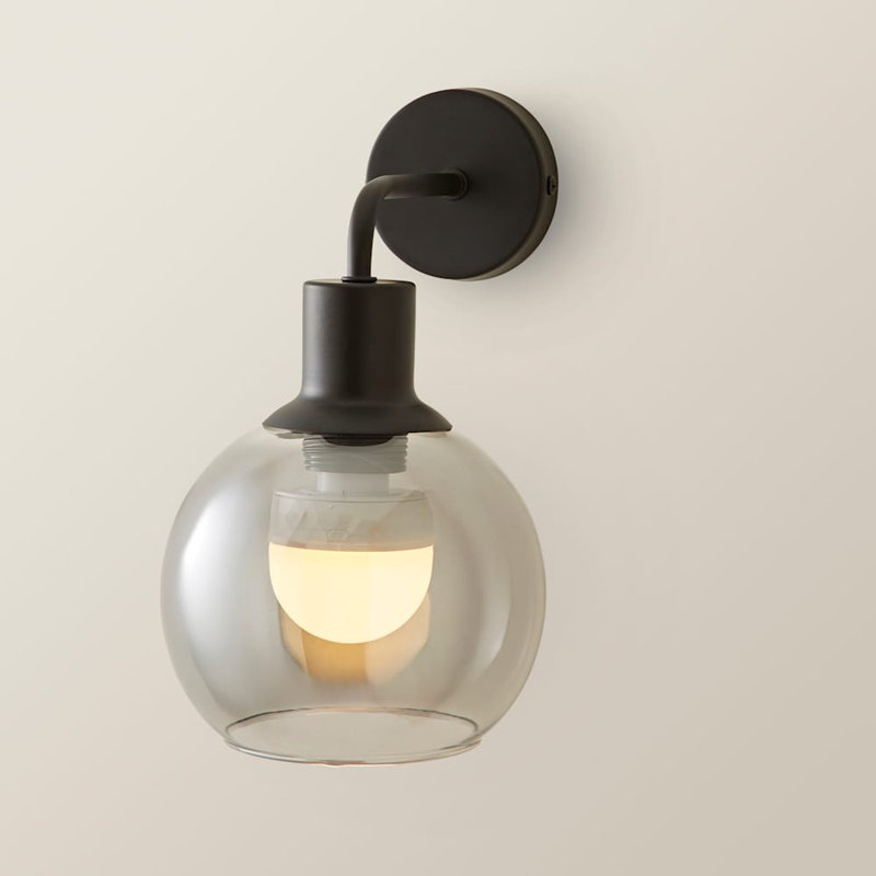 Dejuane Flush Mounted Sconce, Black, Grey