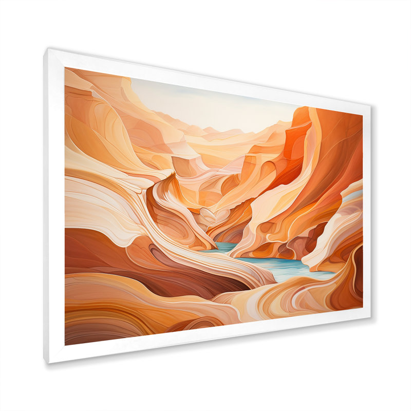 Canyon Antelope, art liquide IV - impression, Cadre simple blanc, H 16 po x l 32 po x P 1 po