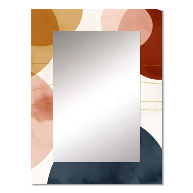 Beige minimal boho motif 6 - miroir minimaliste, miroir mural décoratif moderne, impression d'art en métal, 32 po x 24 po