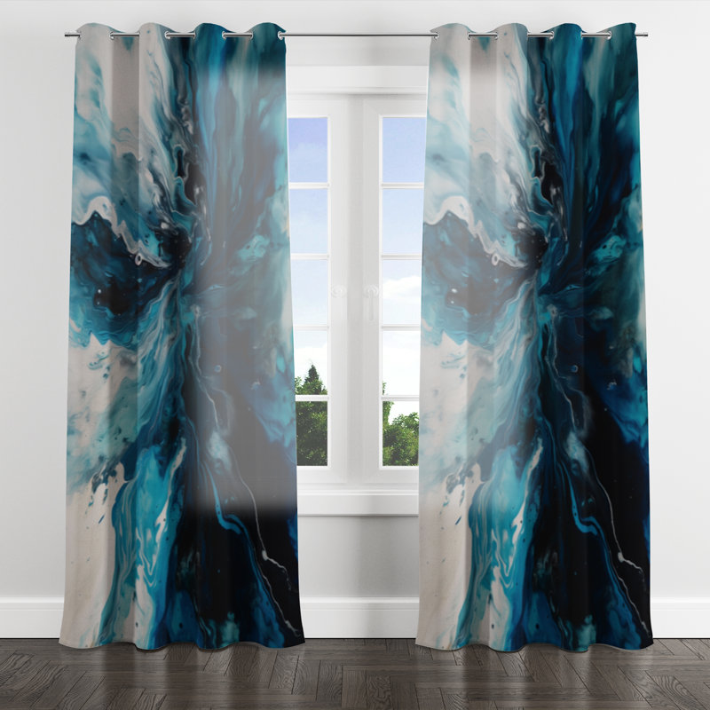 Auriyana - Abstract Velvet Grommet Curtain - 1 Panel, 52" W x 63" L, Silver Grommets