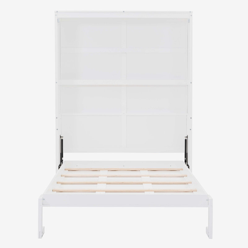 Murphy Bed Wall Bed With Shelves, Full, White