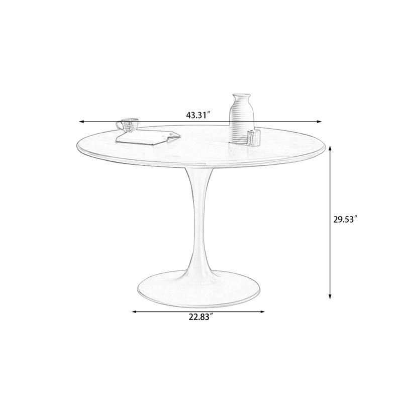 Walnut Round Solid Wood Dining table, 29.53"H x 43.31"L x 43.31"W