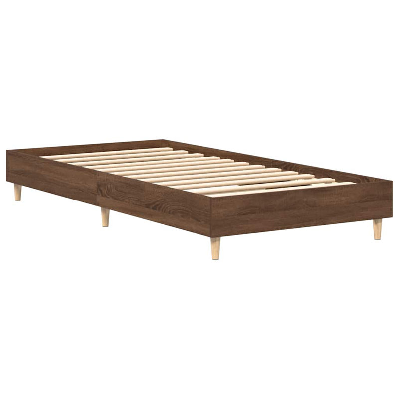 Bed Frame No Mattress Engineered Wood, Single (3'), Brown Oak