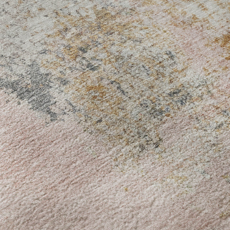 Premium Machine Washable Mayfield AMF2070 Abstract Rug, Pink, 9' x 12'