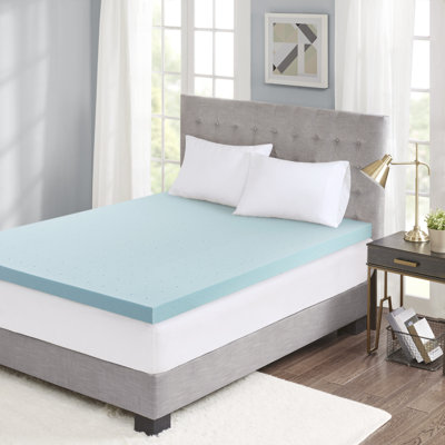 Sleep Philosophy 3" Gel Memory Foam Cooling Cover White All Season Reversible Hypoallergenic Full Mattress Topper