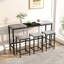 Table de salle à manger de cuisine moderne, table de pub, ensemble de table de salle à manger longue avec 3 tabourets, conception de tabouret suspendu pratique-98495345