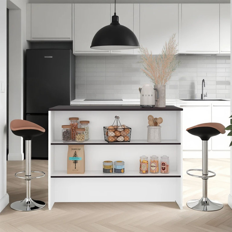 Table de salle à manger avec îlot de cuisine et deux tablettes ouvertes Freestaning Avec comptoir supérieur (sans tabourets)