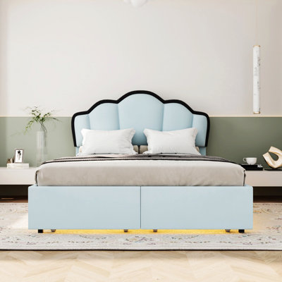 Upholstered Platform Bed with LED and 2 Storage Drawers -  Brayden StudioÂ®, EAF87D936F054468859A9C6E9C43A69B