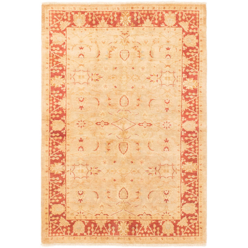Tapis en laine noué la 2010 ushak beige 4 pi 1 po x 6 pi one-of-kind main Resch