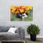 Abeille duveteuse sur fleur orange, illustration murale nature-1427931555