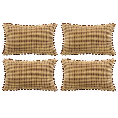 Pom-poms Cotton Blend Reversible Throw Pillow