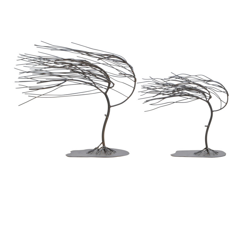 Ensemble de 2 sculptures d'arbre en bronze brunées Windy Woods