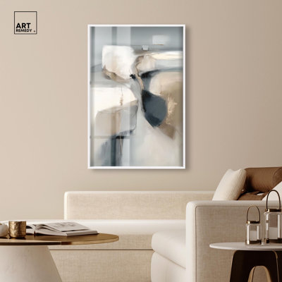 «Crandon I Shadowbox Print Boho Abstracts» par Art Remedy, cadre blanc, 36 x 54