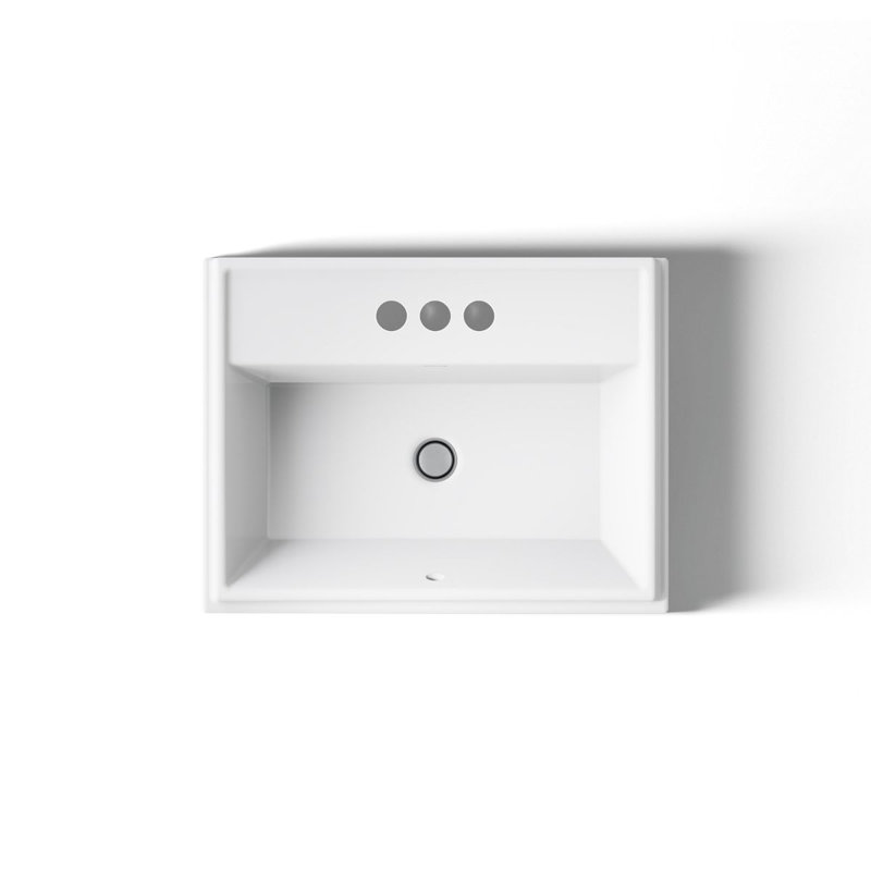 Tresham® Ceramic Rectangular Drop-In Bathroom Sink with Overflow, White, 4'' Centerset