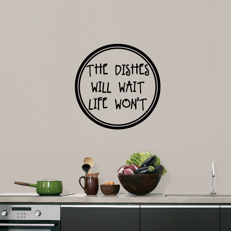 Adhésif décoratif « the vaisselle attend life life not not », Noir