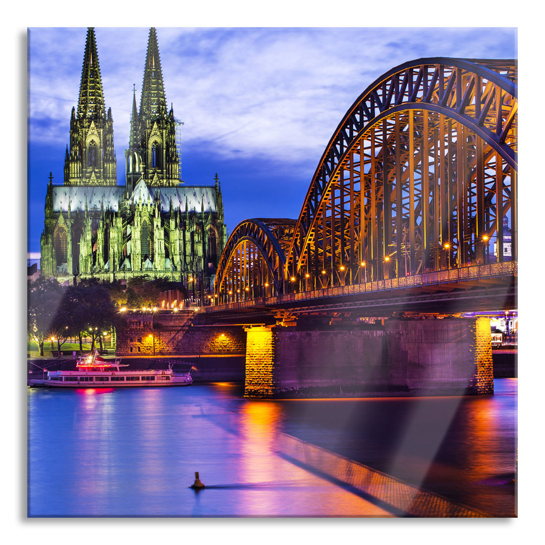 Ungerahmtes Foto auf Glas "Hohenzollern Bridge at Night"