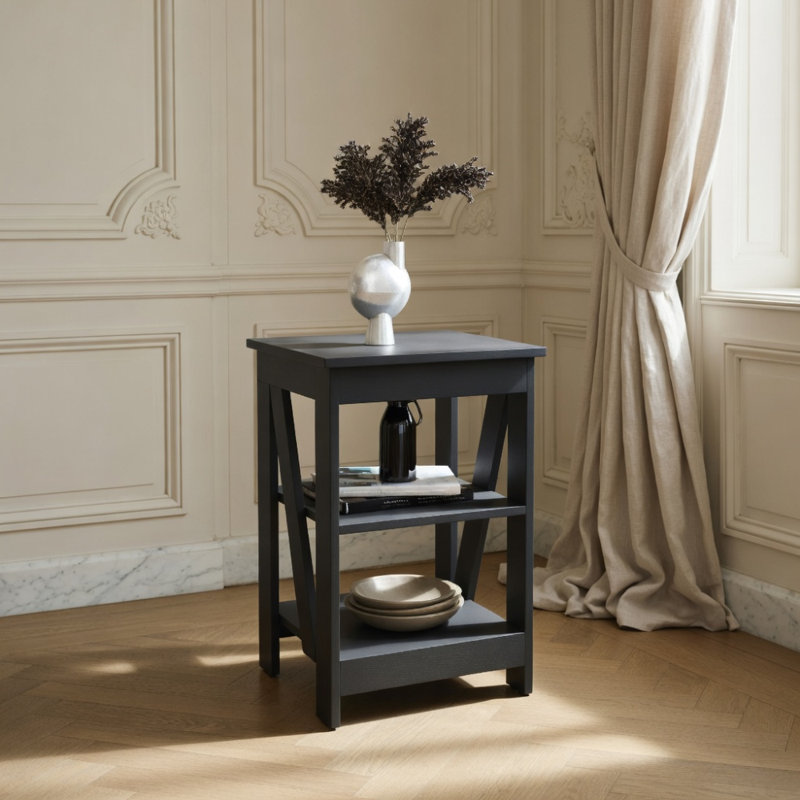 Table de bout Taylor, table d'appoint, table de chevet, tablette de rangement à 3 niveaux, table de canapé pour les petits espaces