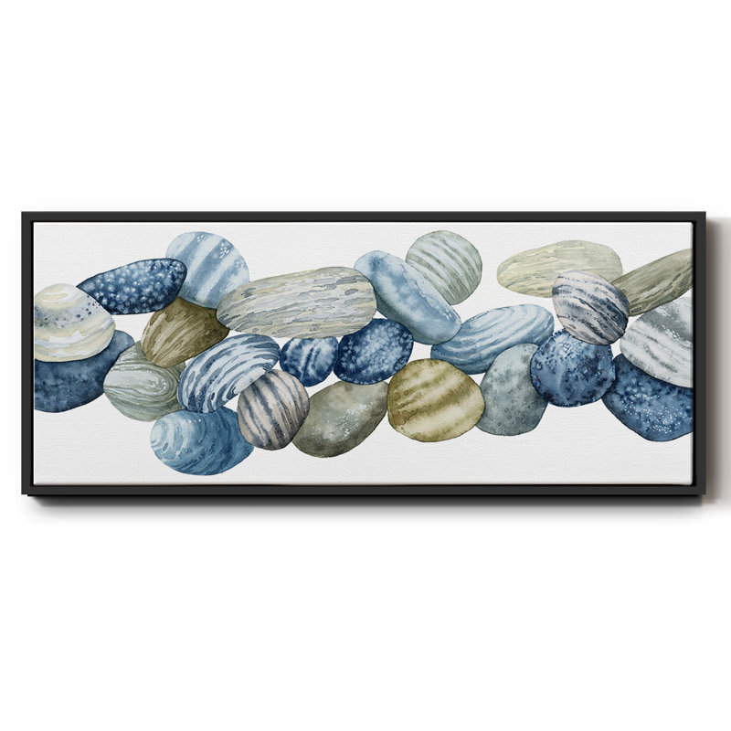 Found Pebbles III- Framed Canvas, 12" H x 30" W