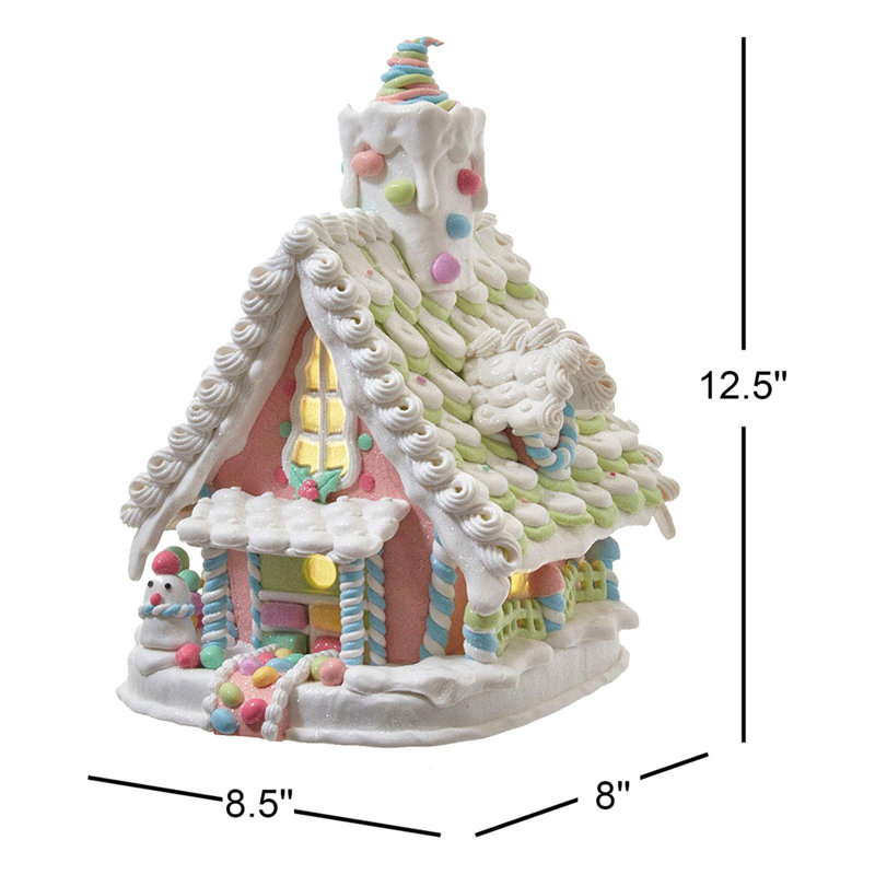 Kurt Adler Battery-Operated LED Light Up Pastel Gingerbread House, 12.5in