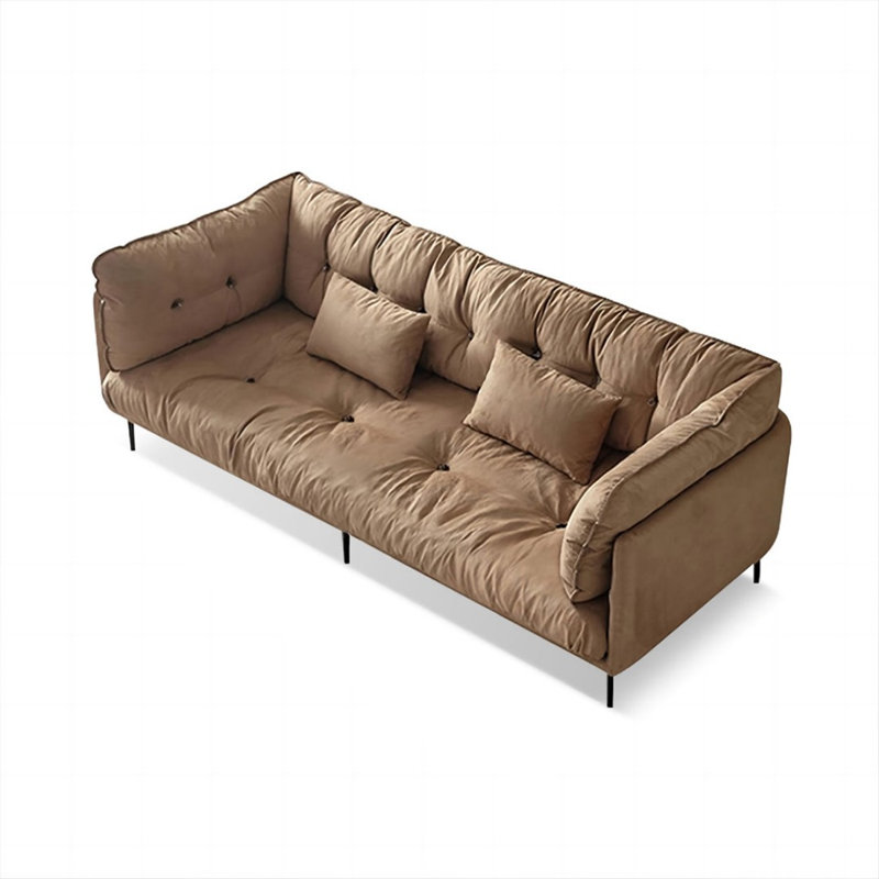 Canapé standard 84,65 po en velours kaki, L 84,65 po x P 37,4 po x H 30,71 po
