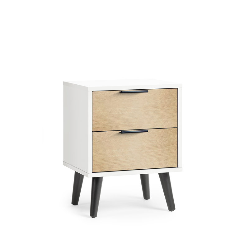 Elkville 45cm W Manufactured Wood Bedside Table, White/Oak