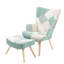 Fauteuil d'appoint en tissu de lin avec pieds en bois Patchwork-94202202