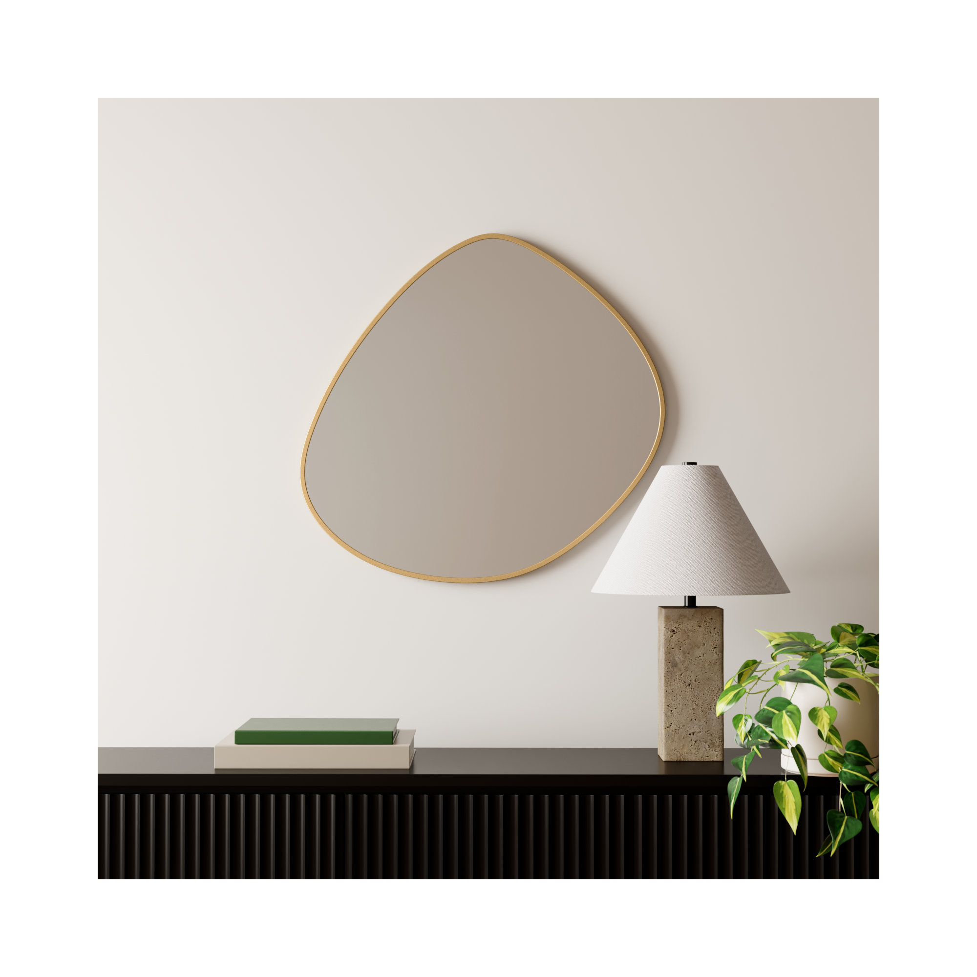 Eastie Metal Mirror, 29" x 28", Gold