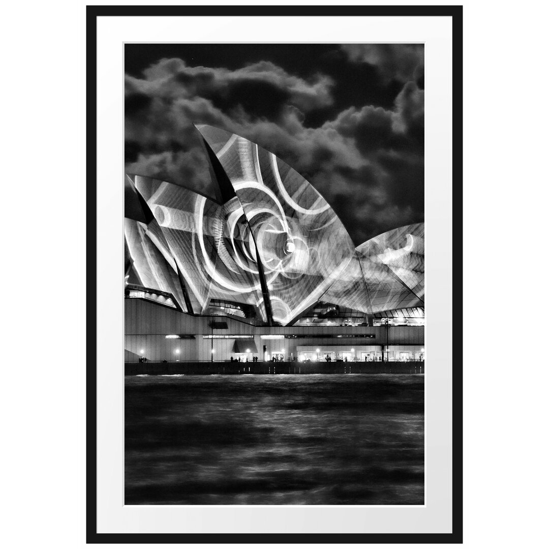 Gerahmtes Poster Sydney Opera House Lichter