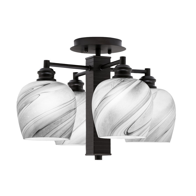 Edge 4 lumières semi-encastrées montrées avec verre tourbillon onyx 6 ", Espresso