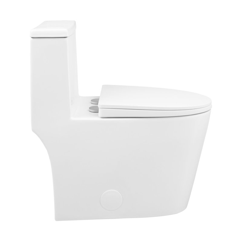 Dreux One-Piece 12" Rough-in 1.28 GPF Right Flush Elongated Toilet in Glossy White, Glossy White, 30" H x 16.5" W x 16.5" D