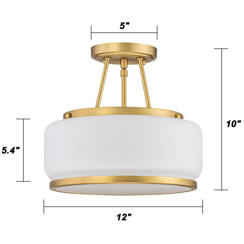 Plafonnier semi-encastré Akima, Doré, H 5,4 po x l 12 po x P 12 po, Givré