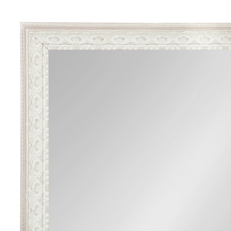 Bedell Ornate Rectangle Framed Wall Mirror, 36" x 24", Soft White