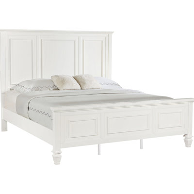 63 - Inch Cream White Eastern King Wood Panel Bed, Complementing Bedroom Decor Themes And Color Palettes Bed In White, Built For Structural Integrity