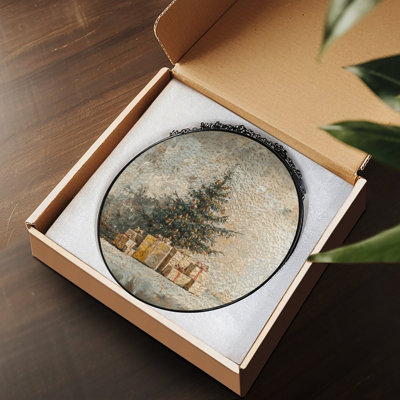 Cadeaux de sapin de Noël peignant des panneaux de vitrail