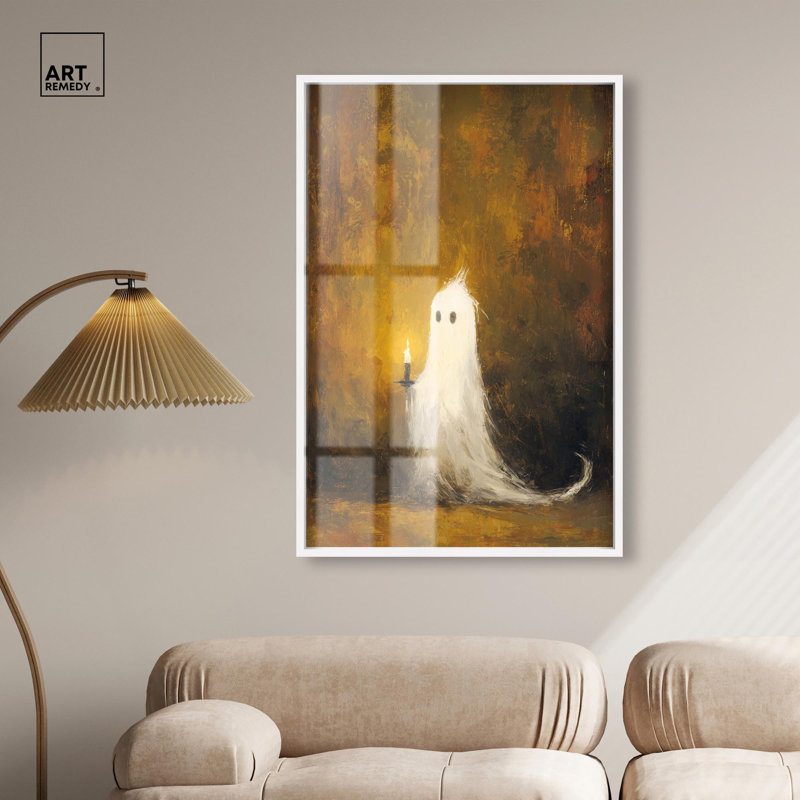 «Candle Ghost Shadowbox Print» par Art Remedy, cadre blanc, 31 x 46, H 46 po x l 31 po, Cadre blanc
