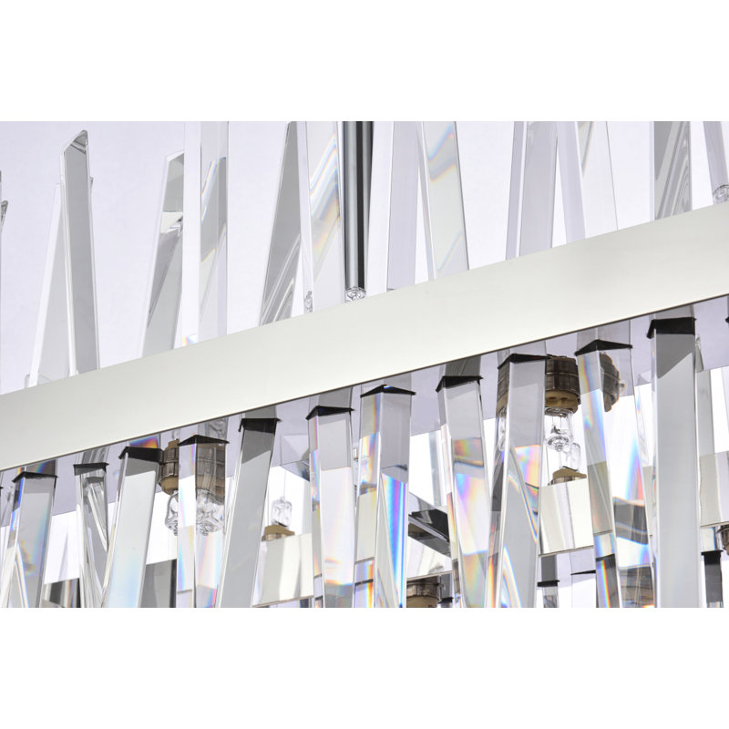 Lustre linéaire en métal Athol avec détails en cristal, H 12 po x l 42 po x P 12 po, Chrome, 24