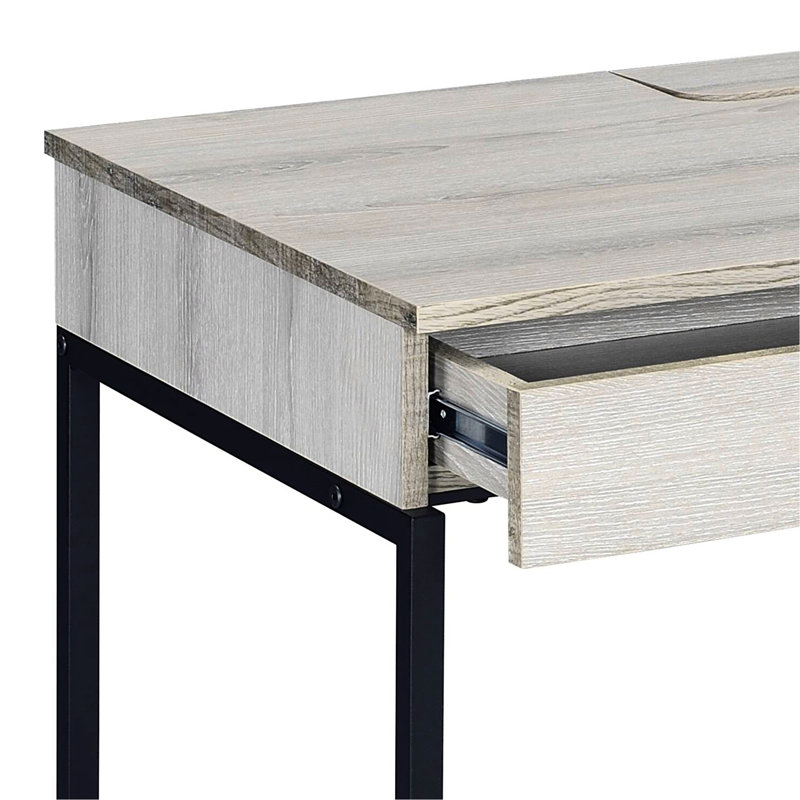 Bureau avec 2 tiroirs - naturel et noir