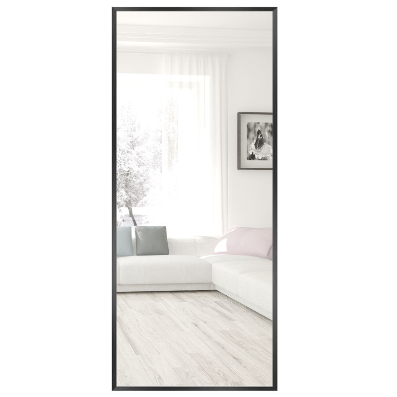 Talma Wood Flat Mirror, 71" H x 24" W, Black