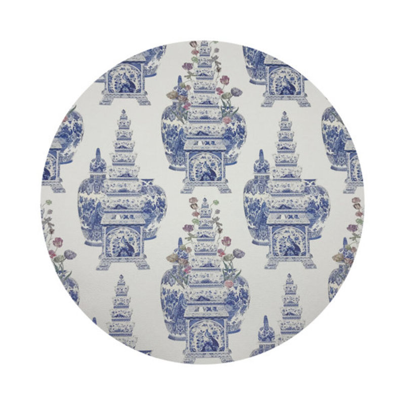 Royal Delft Masterpieces Tulips White Vegan Leather Round Pebble Placemat