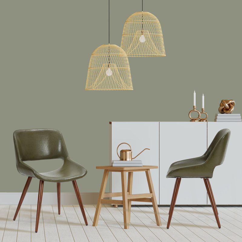 Shane Faux Leather Mid-Century Dining Chair, Green