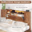 Cadre de lit double Farmhouse avec tête de lit et armoires de rangement, cadre de lit plateforme en bois avec 4 tiroirs, aucun sommier nécessaire, brun-104576603-104576601