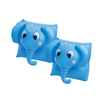 Set of 2 Inflatable Blue Elephant Animal Fun Swimming Pool Arm Floats For Kids, 7.5-Inch