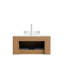 Meuble-lavabo et lavabo pour salle de bain 30 po avec tiroir, cuve en verre frangé et dessus en pierre frittée à motif de travertin, pré-assemblé, couleur de grain de bois naturel