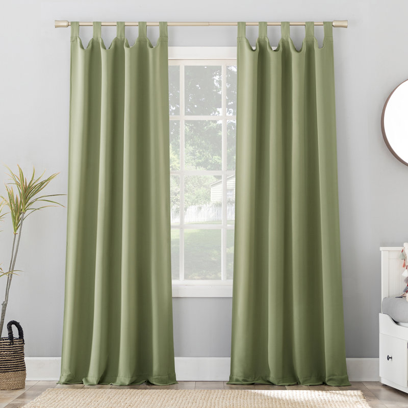 Wayfair Basics® Millen Thermal Blackout Tab Top Curtain Panel, Sage Green, 40" W x 95" L