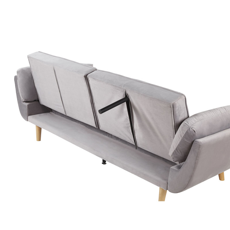 Weyburn 3 Seater Velvet Sleeper, Light Grey