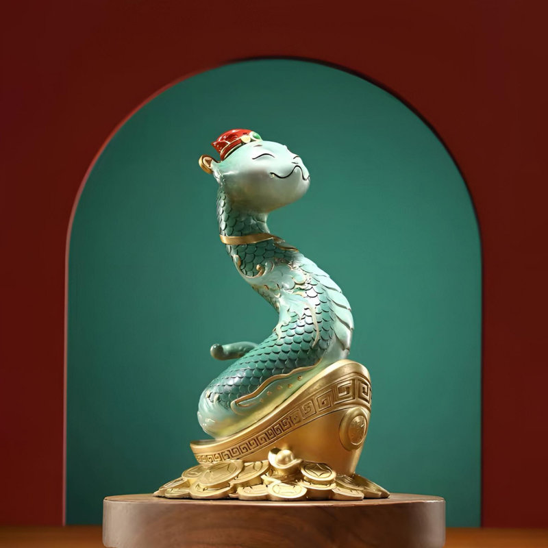 Sculpture serpent exquise en cuivre - ornement de bureau élégant, H 8,27 po x l 5,91 po x P 5,91 po