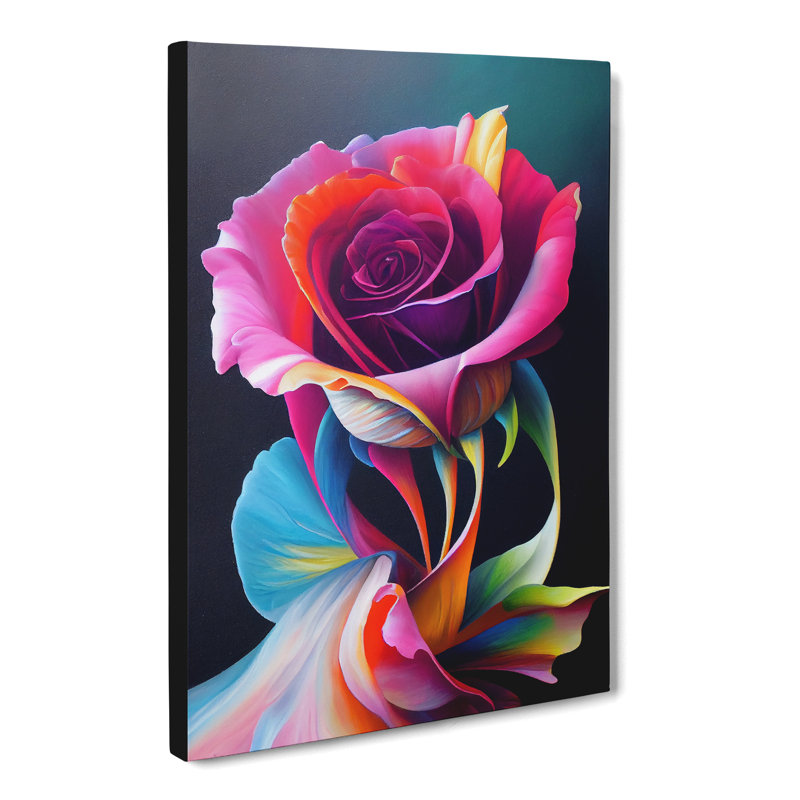 Calliphon Rose Flower Paint Pouring - Wrapped Canvas, 50cm H x 35cm W
