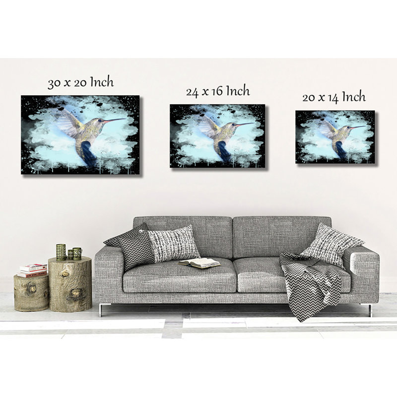 Flying Hummingbird Bird 2 - Wrapped Canvas, 40cm H x 60cm W